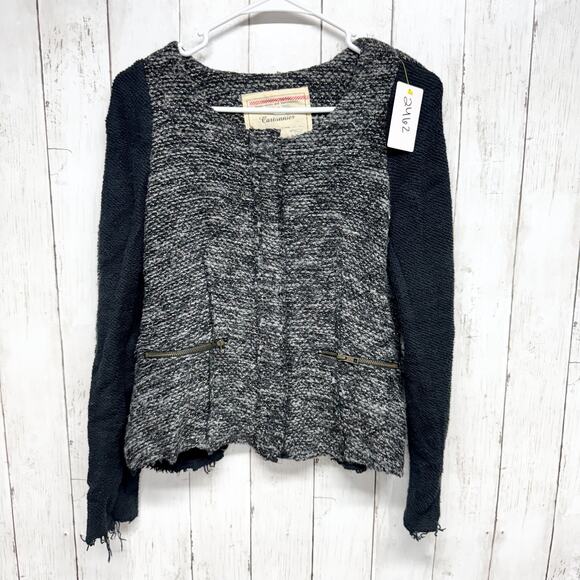 Cartonnier Jacket Women Size Small Black Gray Lurex Knit Tweed Sweater Blazer - Picture 1 of 9